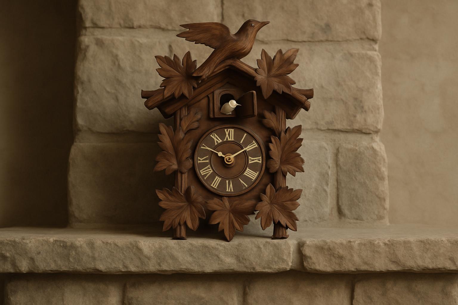 Beautiful chimnea-clogged clock with a bird perched atop